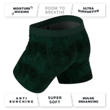 The Extravagance | Dark Green Velvet Ball Hammock Pouch® Boxer - Shinesty - Flyclothing LLC