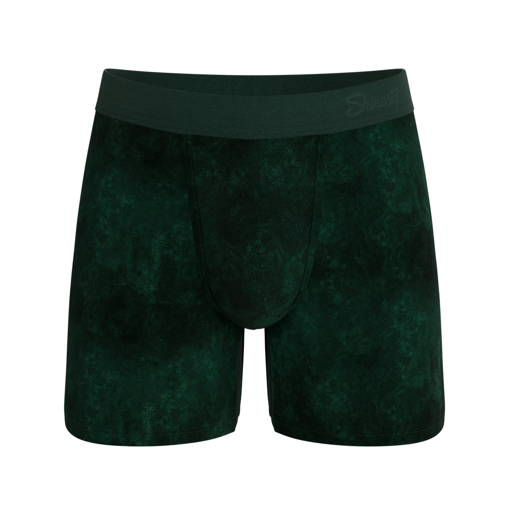 The Extravagance | Dark Green Velvet Ball Hammock Pouch® Boxer - Shinesty - Flyclothing LLC