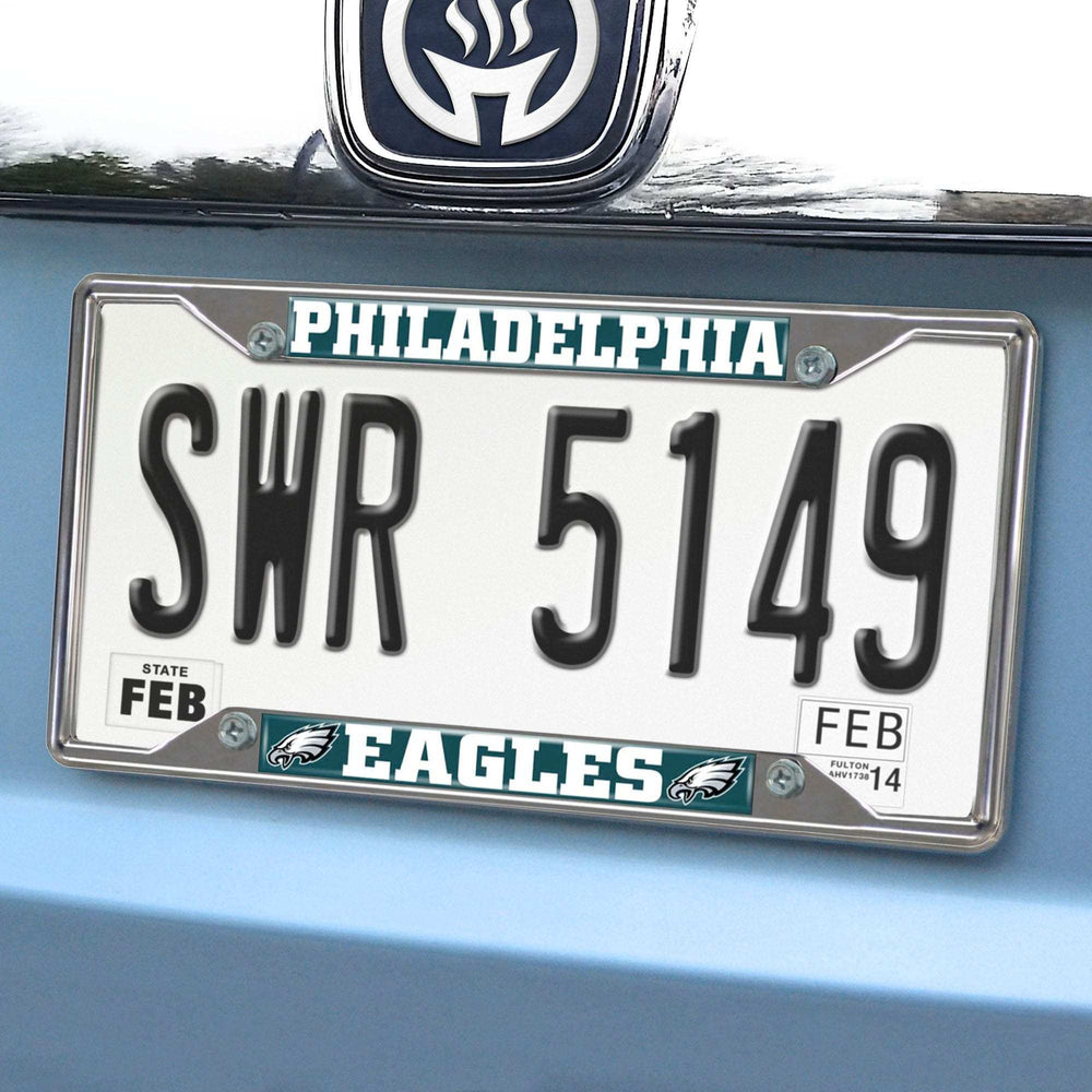 Philadelphia Eagles Chrome Metal License Plate Frame, 6.25in x 12.25in - Philadelphia Eagles - Flyclothing LLC