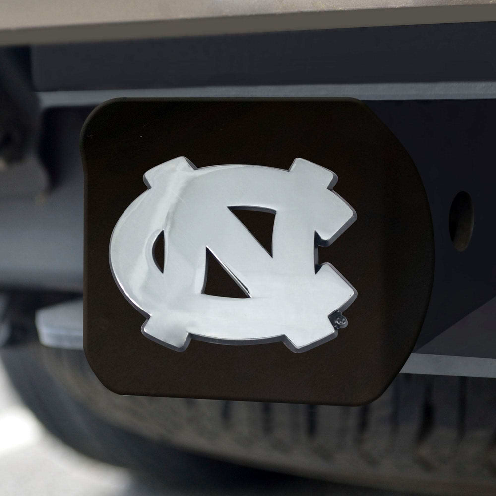 North Carolina Tar Heels Black Metal Hitch Cover with Metal Chrome 3D Emblem - North Carolina Tar Heels - Flyclothing LLC