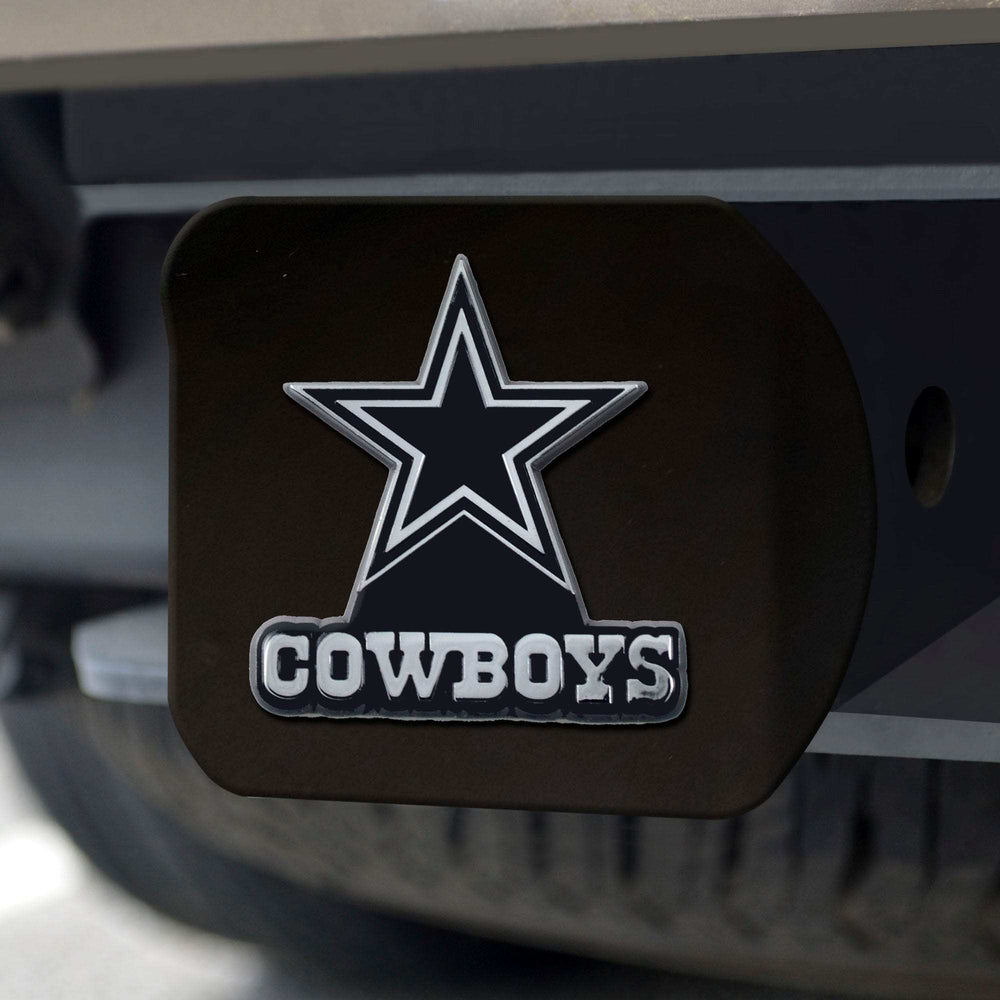 Dallas Cowboys Black Metal Hitch Cover with Metal Chrome 3D Emblem - Dallas Cowboys - Flyclothing LLC