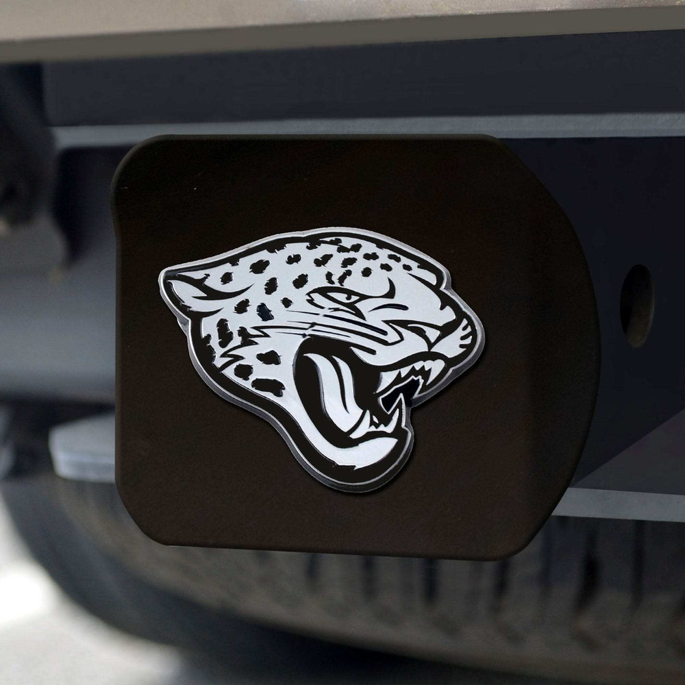 Jacksonville Jaguars Black Metal Hitch Cover with Metal Chrome 3D Emblem - Jacksonville Jaguars - Flyclothing LLC
