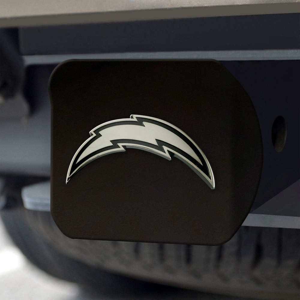 Los Angeles Chargers Black Metal Hitch Cover with Metal Chrome 3D Emblem - Los Angeles Chargers - Flyclothing LLC