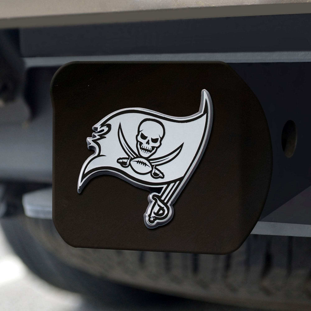 Tampa Bay Buccaneers Black Metal Hitch Cover with Metal Chrome 3D Emblem - Tampa Bay Buccaneers - Flyclothing LLC
