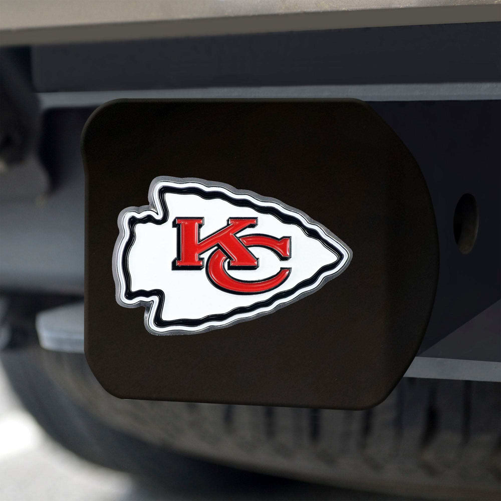 Kansas City Chiefs Black Metal Hitch Cover - 3D Color Emblem - Kansas City Chiefs - Flyclothing LLC
