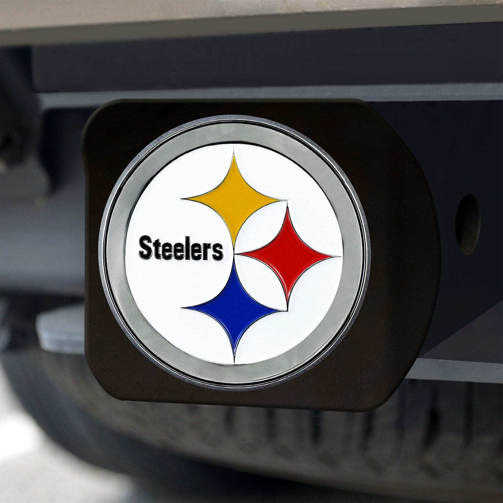 Pittsburgh Steelers Black Metal Hitch Cover - 3D Color Emblem - Pittsburgh Steelers - Flyclothing LLC