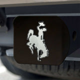 Wyoming Cowboys Black Metal Hitch Cover with Metal Chrome 3D Emblem - Wyoming - Flyclothing LLC