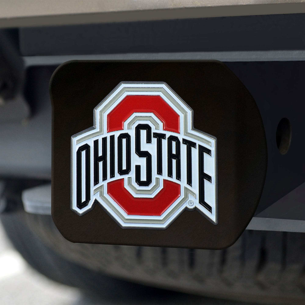 Ohio State Buckeyes Black Metal Hitch Cover - 3D Color Emblem - Ohio State Buckeyes - Flyclothing LLC
