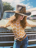 Streets of Gold Golden Yellow Tulip Flower MESH TOP - Lil Bee's Bohemian - Flyclothing LLC