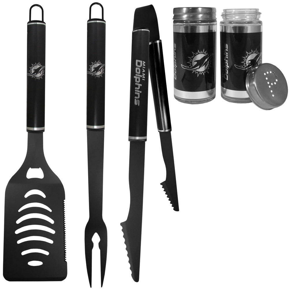 Miami Dolphins 3pc Black BBQ Tools w/Shakers - Miami Dolphins - Flyclothing LLC