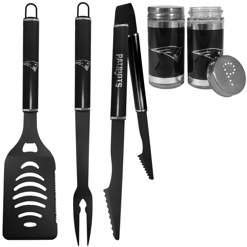 New England Patriots 3pc Black BBQ Tools w/Shakers - New England Patriots - Flyclothing LLC