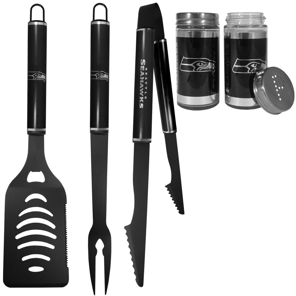 Seattle Seahawks 3pc Black BBQ Tools w/Shakers - Seattle Seahawks - Flyclothing LLC