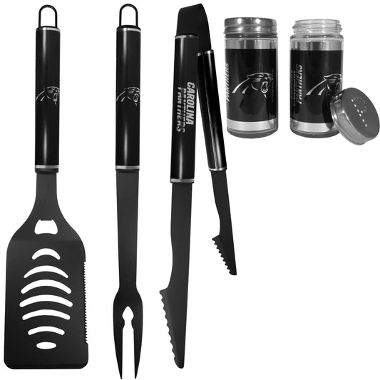 Carolina Panthers 3pc Black BBQ Tools w/Shakers - Carolina Panthers - Flyclothing LLC