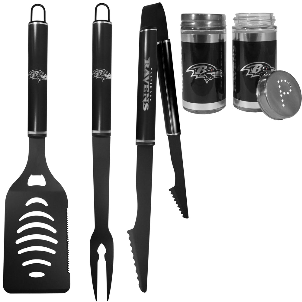 Baltimore Ravens 3pc Black BBQ Tools w/Shakers - Baltimore Ravens - Flyclothing LLC