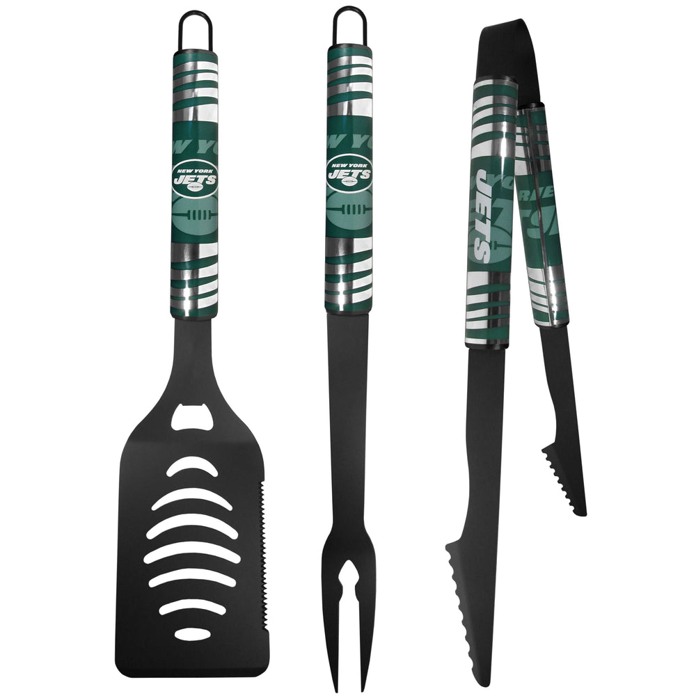 New York Jets 3 pc Black Tailgater BBQ Set - New York Jets - Flyclothing LLC