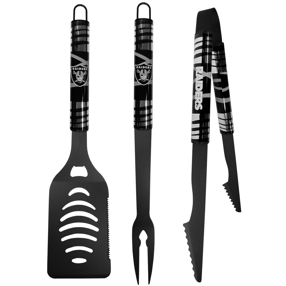 Las Vegas Raiders 3 pc Black Tailgater BBQ Set - Las Vegas Raiders - Flyclothing LLC