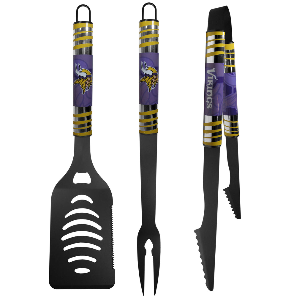 Minnesota Vikings 3 pc Black Tailgater BBQ Set - Minnesota Vikings - Flyclothing LLC