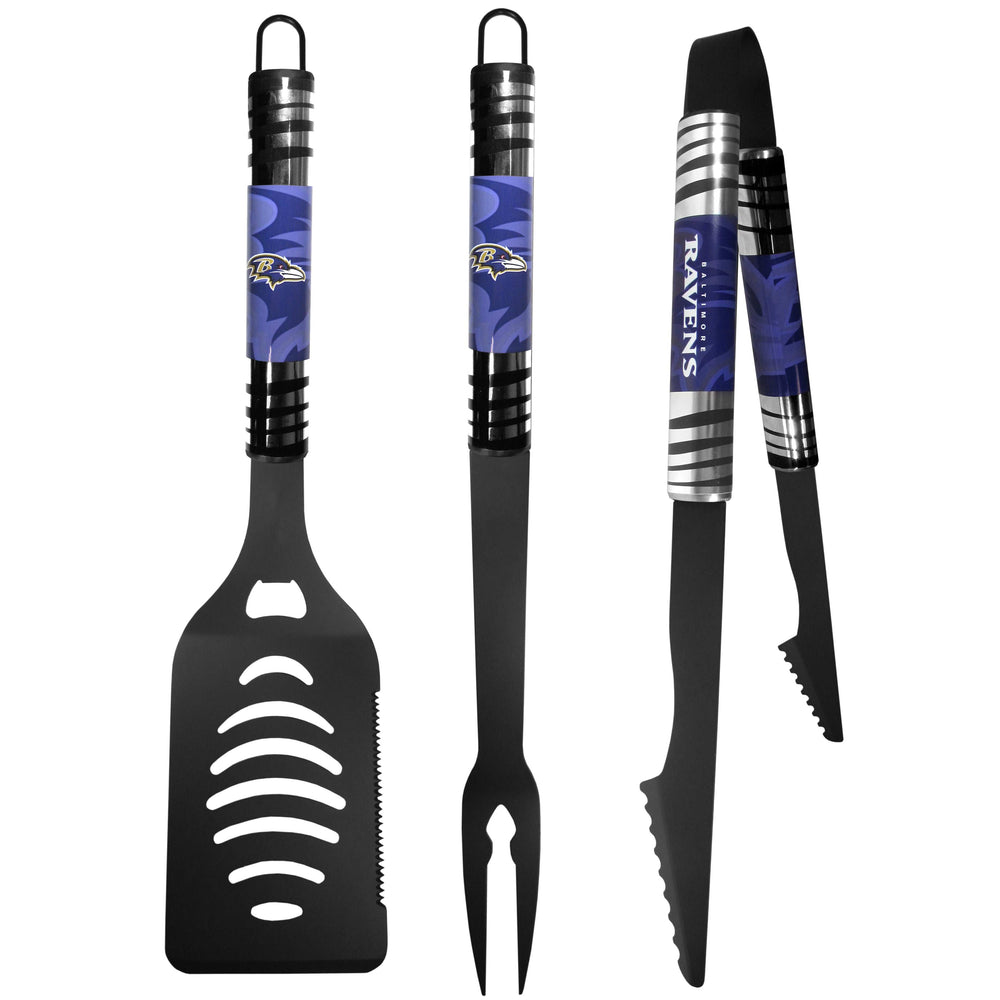 Baltimore Ravens 3 pc Black Tailgater BBQ Set - Baltimore Ravens - Flyclothing LLC