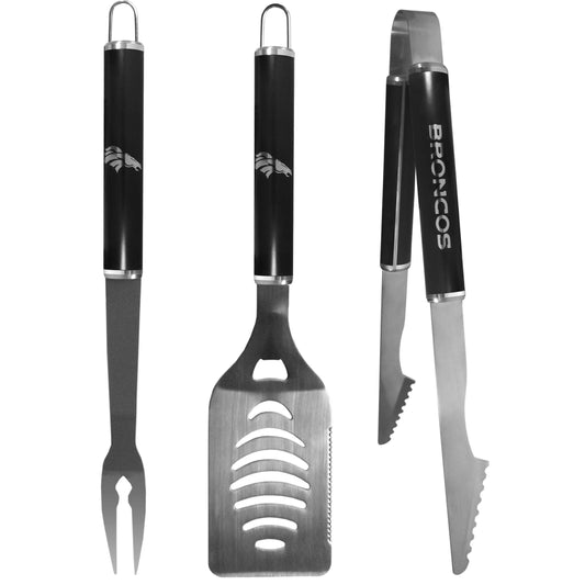 Denver Broncos 3 pc Steel BBQ Set in Black - Denver Broncos - Flyclothing LLC
