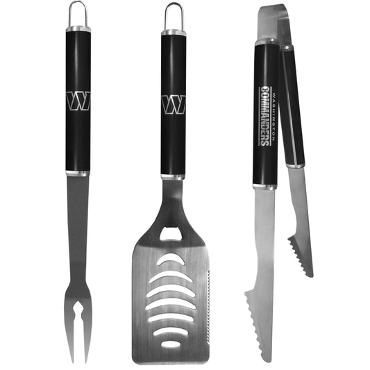 Washington Commanders 3 pc Steel BBQ Set in Black - Washington Commanders - Flyclothing LLC