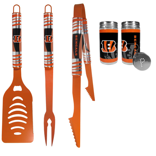 Cincinnati Bengals 3pc Color BBQ Tools w/Salt & Pepper Shakers - Cincinnati Bengals - Flyclothing LLC