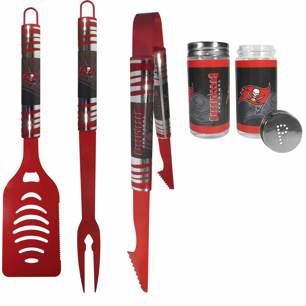 Tampa Bay Buccaneers 3pc Color BBQ Tools w/Salt & Pepper Shakers - Tampa Bay Buccaneers - Flyclothing LLC