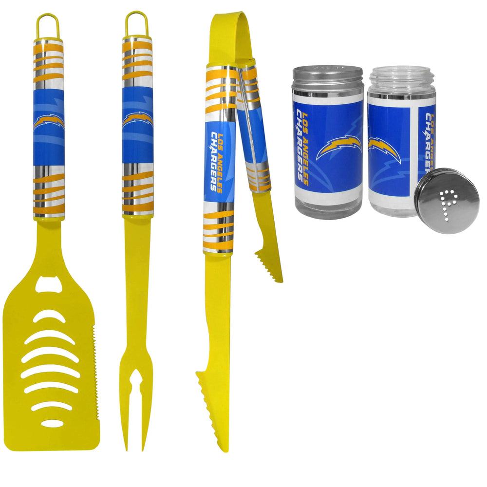 Los Angeles Chargers 3pc Color BBQ Tools w/Salt & Pepper Shakers - Los Angeles Chargers - Flyclothing LLC