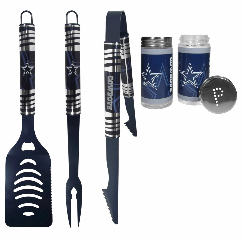 Dallas Cowboys 3pc Color BBQ Tools w/Salt & Pepper Shakers - Dallas Cowboys - Flyclothing LLC