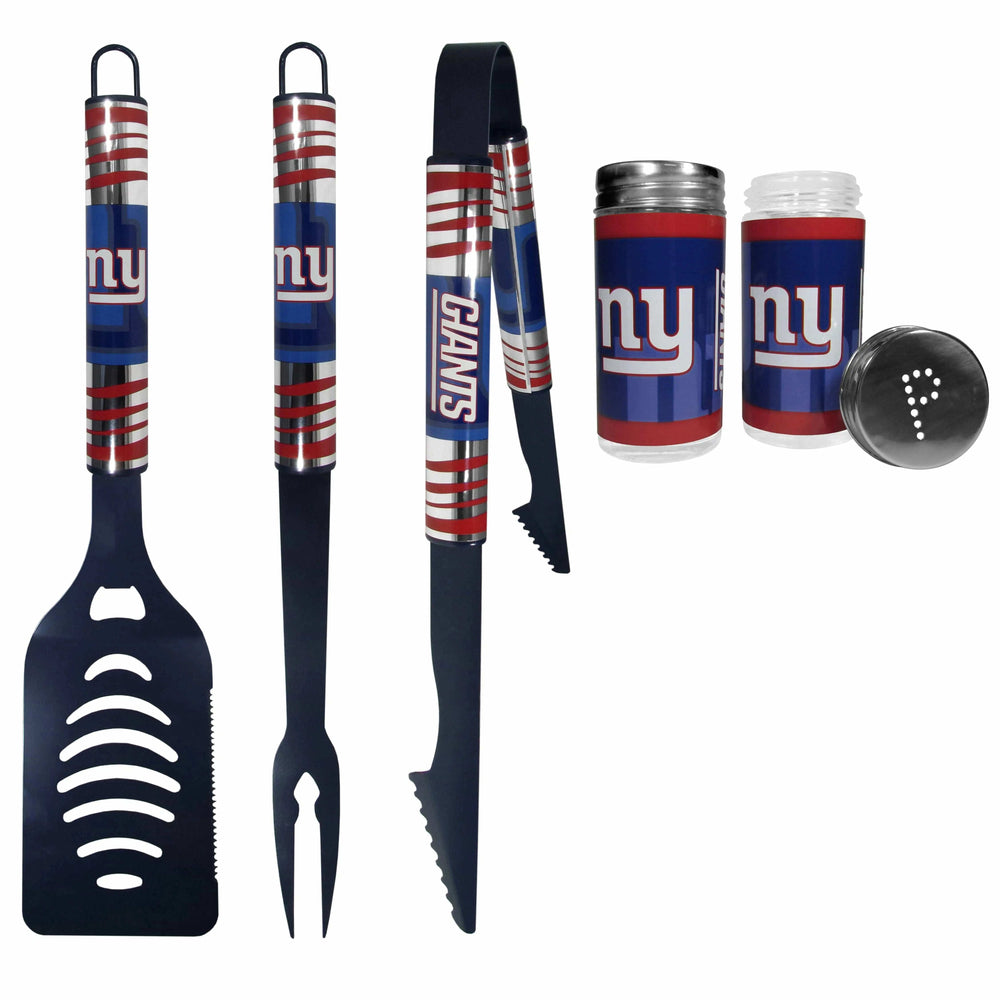 New York Giants 3pc Color BBQ Tools w/Salt & Pepper Shakers - New York Giants - Flyclothing LLC