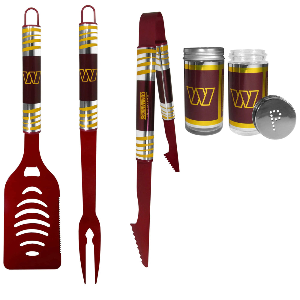 Washington Commanders 3pc Color BBQ Tools w/Salt & Pepper Shakers - Washington Commanders - Flyclothing LLC