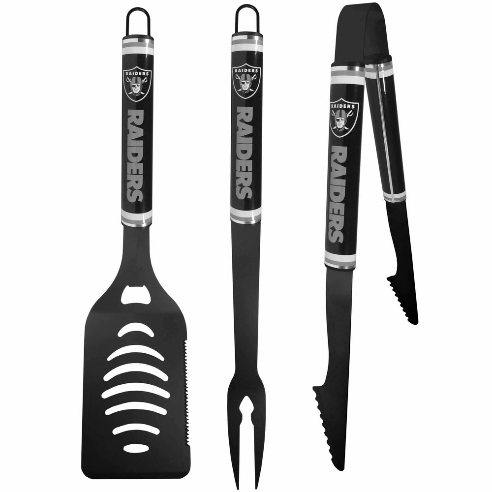 Las Vegas Raiders 3 pc Color BBQ Tools - Las Vegas Raiders - Flyclothing LLC