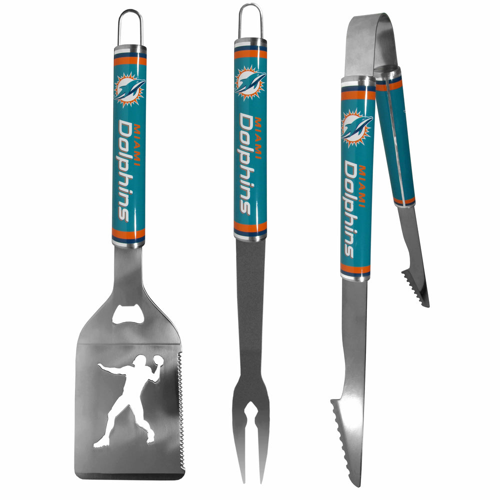 Miami Dolphins 3 pc Steel BBQ Tool Set - Miami Dolphins - Flyclothing LLC