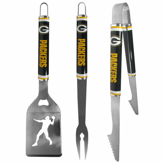 Green Bay Packers 3 pc Steel BBQ Tool Set - Green Bay Packers - Flyclothing LLC