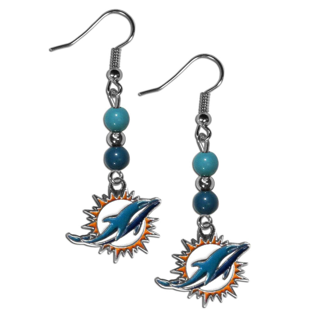 Miami Dolphins Fan Bead Dangle Earrings - Miami Dolphins - Flyclothing LLC