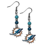 Miami Dolphins Fan Bead Dangle Earrings - Miami Dolphins - Flyclothing LLC