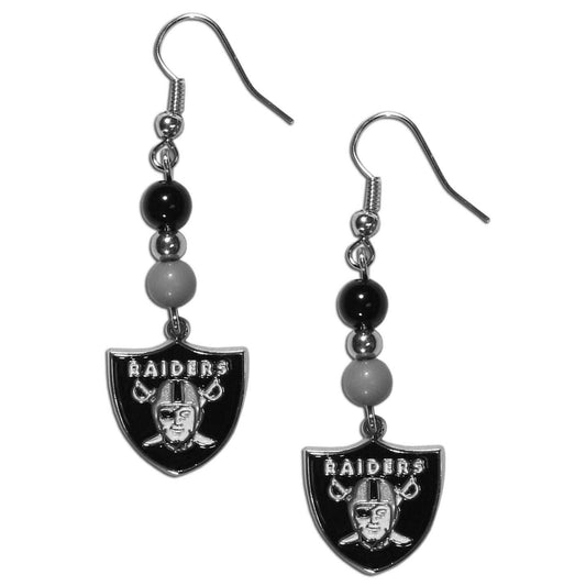 Las Vegas Raiders Fan Bead Dangle Earrings - Las Vegas Raiders - Flyclothing LLC
