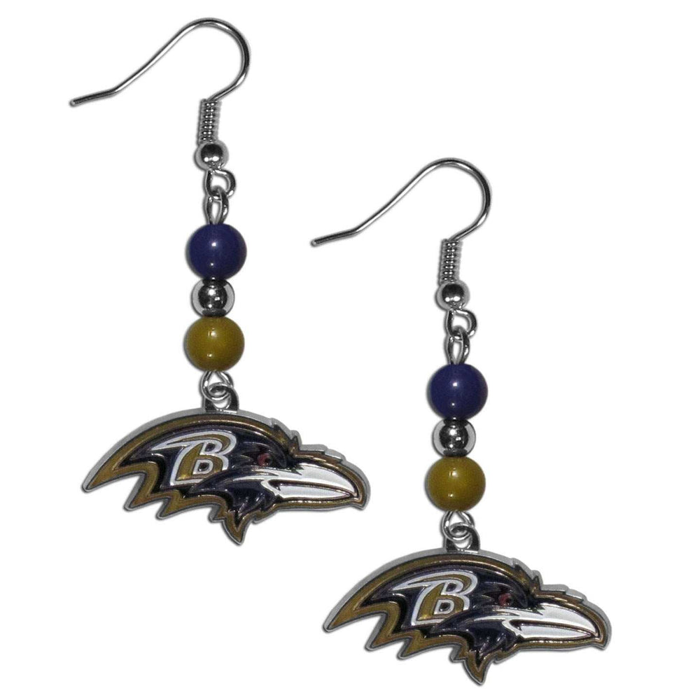 Baltimore Ravens Fan Bead Dangle Earrings - Baltimore Ravens - Flyclothing LLC