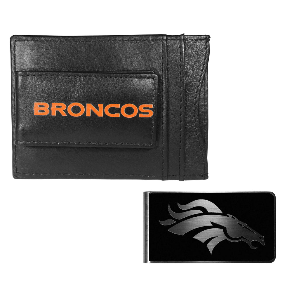 Denver Broncos Leather Cash & Cardholder & Black Money Clip - Denver Broncos - Flyclothing LLC