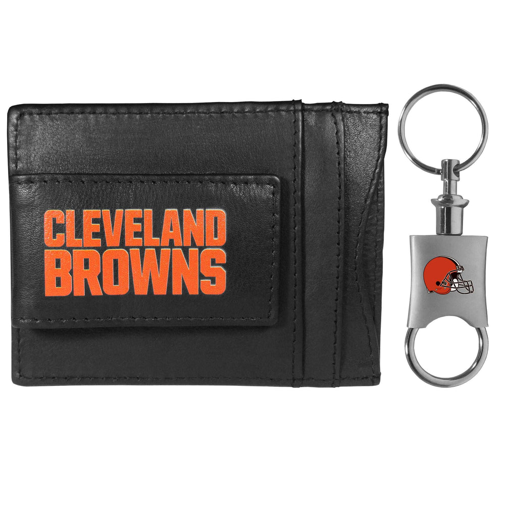 Cleveland Browns Leather Cash & Cardholder & Valet Key Chain - Cleveland Browns - Flyclothing LLC