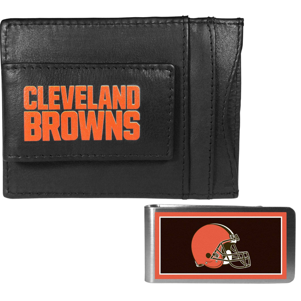 Cleveland Browns Leather Cash & Cardholder & Color Money Clip - Cleveland Browns - Flyclothing LLC