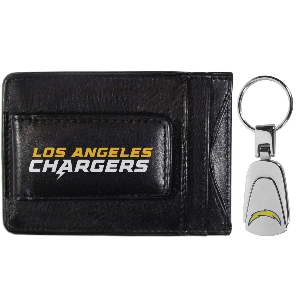 Los Angeles Chargers Leather Cash & Cardholder & Steel Key Chain - Los Angeles Chargers - Flyclothing LLC