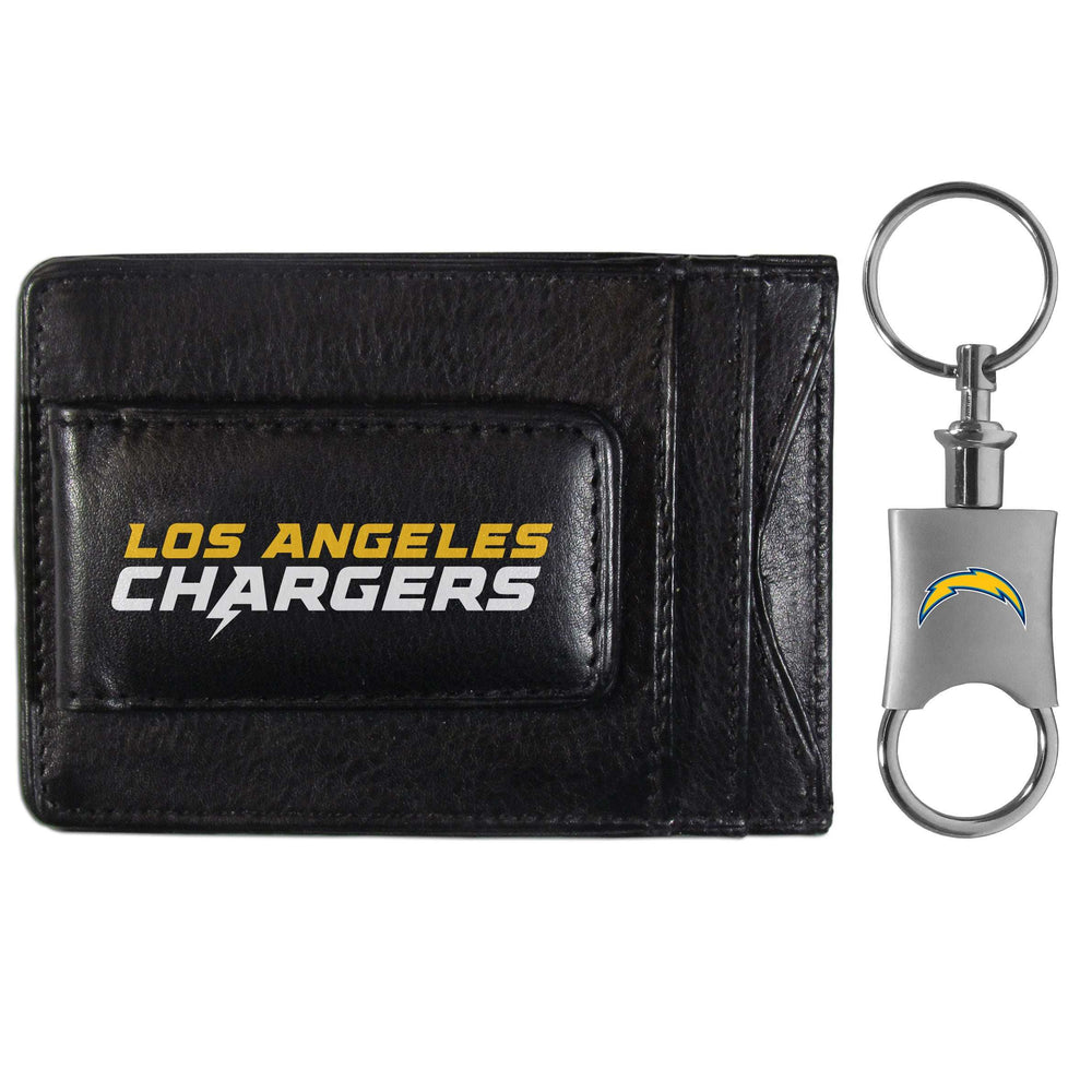 Los Angeles Chargers Leather Cash & Cardholder & Valet Key Chain - Los Angeles Chargers - Flyclothing LLC