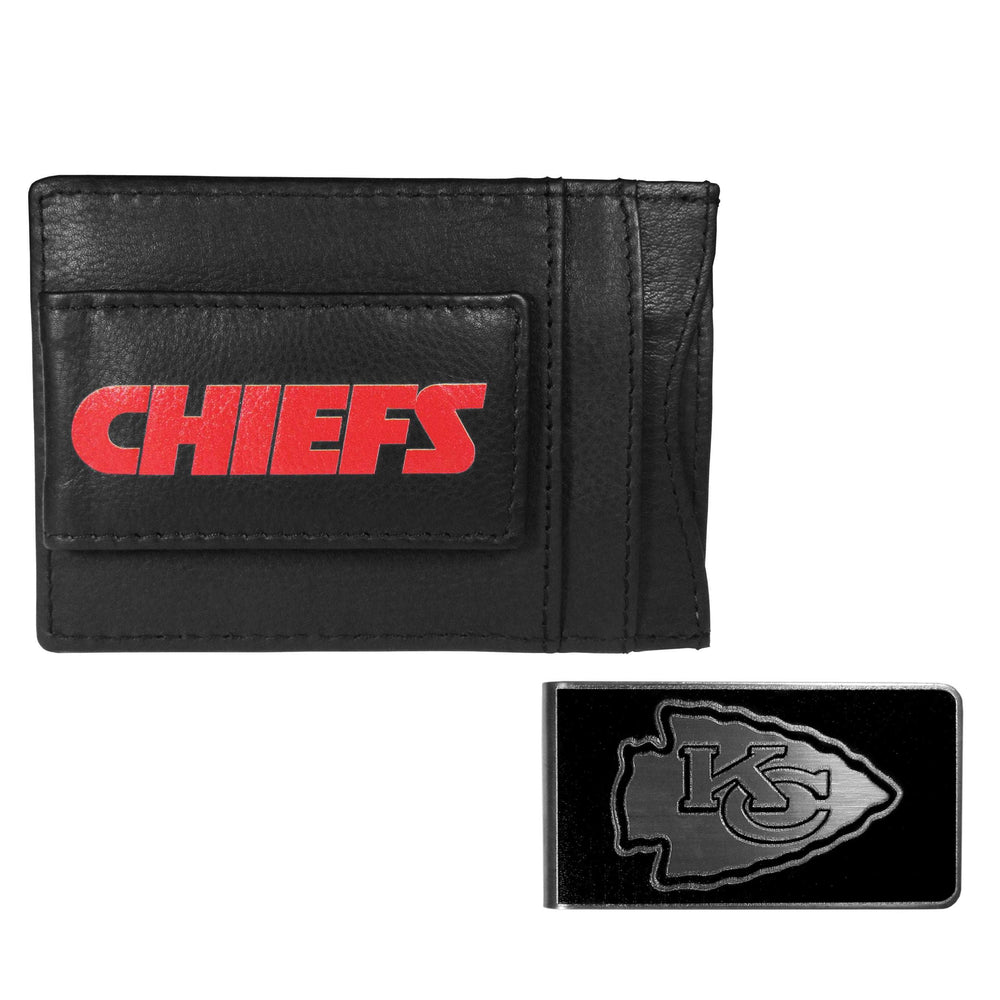 Kansas City Chiefs Leather Cash & Cardholder & Black Money Clip - Kansas City Chiefs - Flyclothing LLC