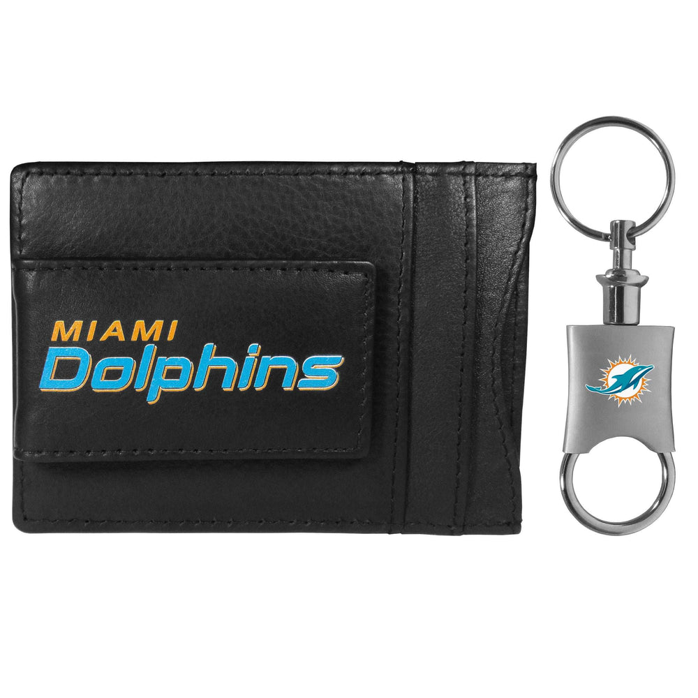 Miami Dolphins Leather Cash & Cardholder & Valet Key Chain - Miami Dolphins - Flyclothing LLC