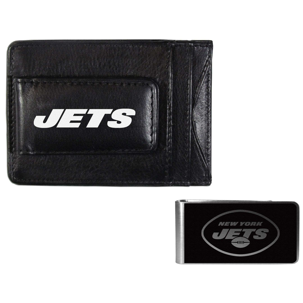 New York Jets Leather Cash & Cardholder & Black Money Clip - New York Jets - Flyclothing LLC