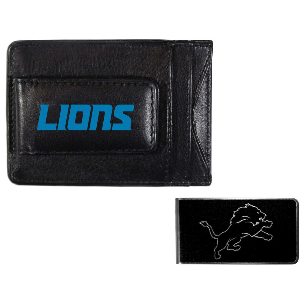Detroit Lions Leather Cash & Cardholder & Black Money Clip - Detroit Lions - Flyclothing LLC