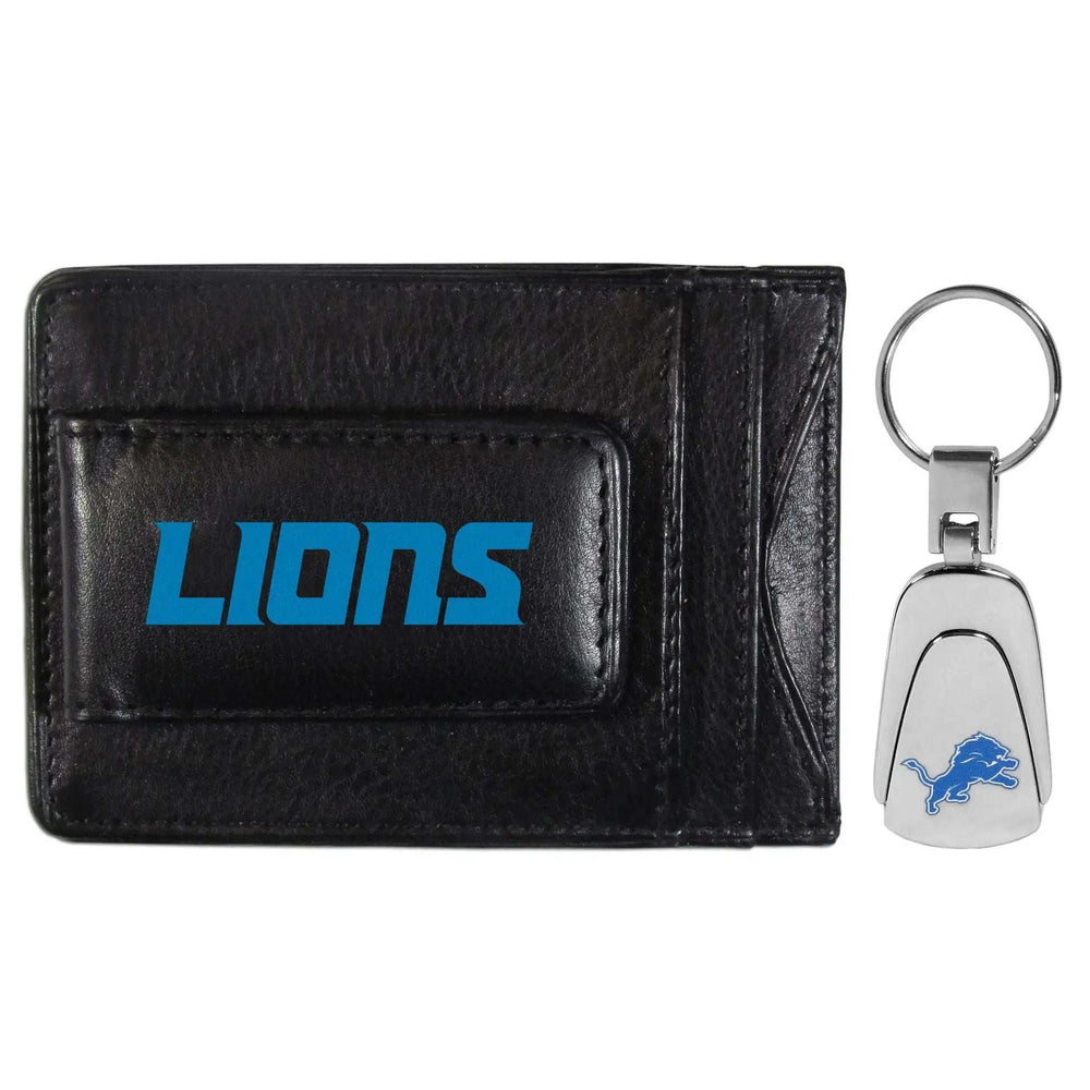 Detroit Lions Leather Cash & Cardholder & Steel Key Chain - Detroit Lions - Flyclothing LLC