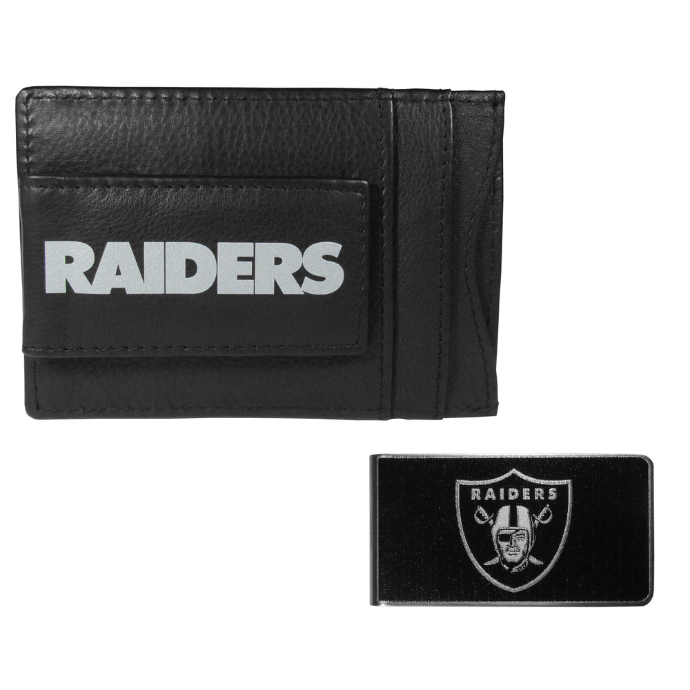 Las Vegas Raiders Leather Cash & Cardholder & Black Money Clip - Las Vegas Raiders - Flyclothing LLC