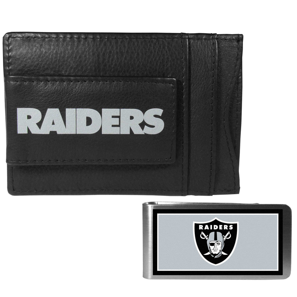 Las Vegas Raiders Leather Cash & Cardholder & Color Money Clip - Las Vegas Raiders - Flyclothing LLC