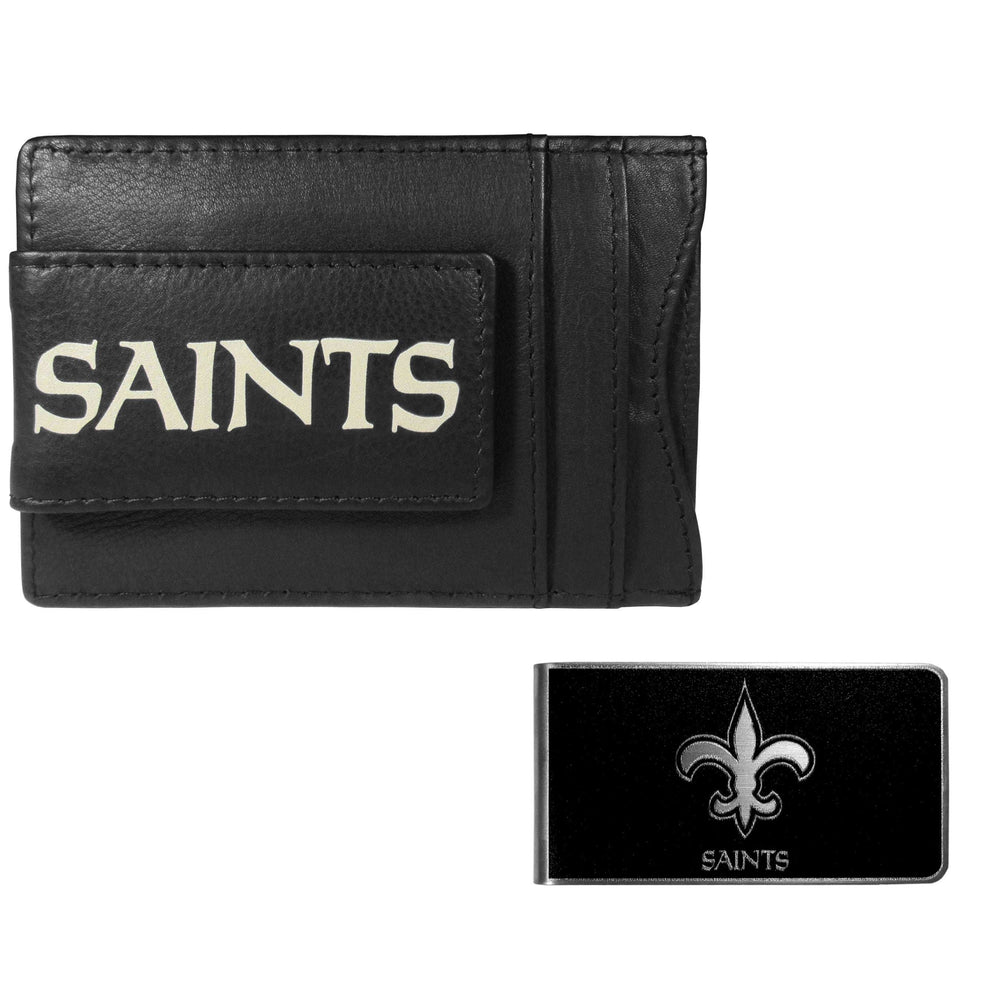 New Orleans Saints Leather Cash & Cardholder & Black Money Clip - New Orleans Saints - Flyclothing LLC